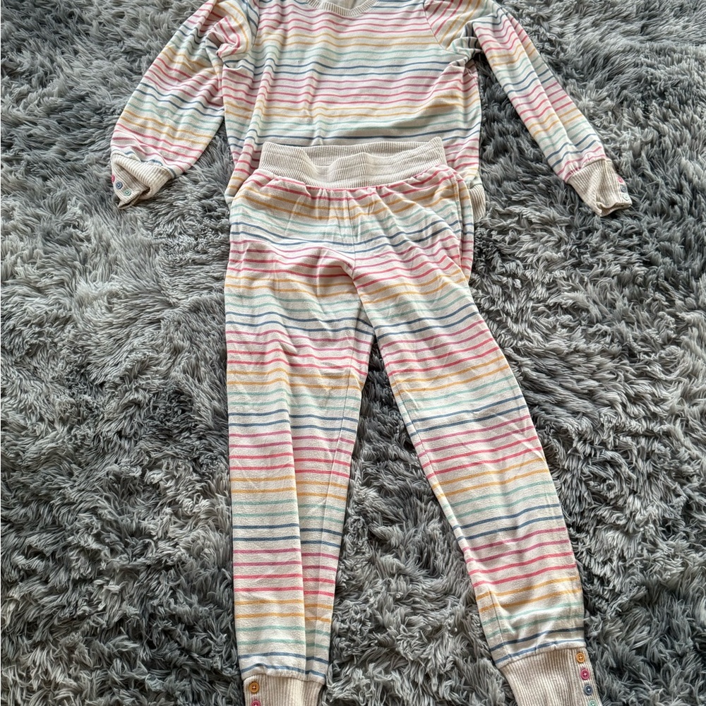 P.J. Salvage Pink and Blue Trim Pajama Top and bottom